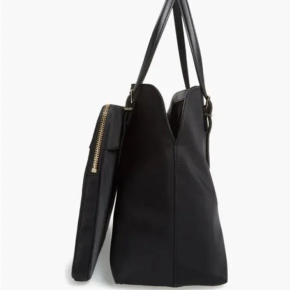 Kate Spade Large Laptop Tote Womens Black Nylon Leather Shoulder Bag Marybeth